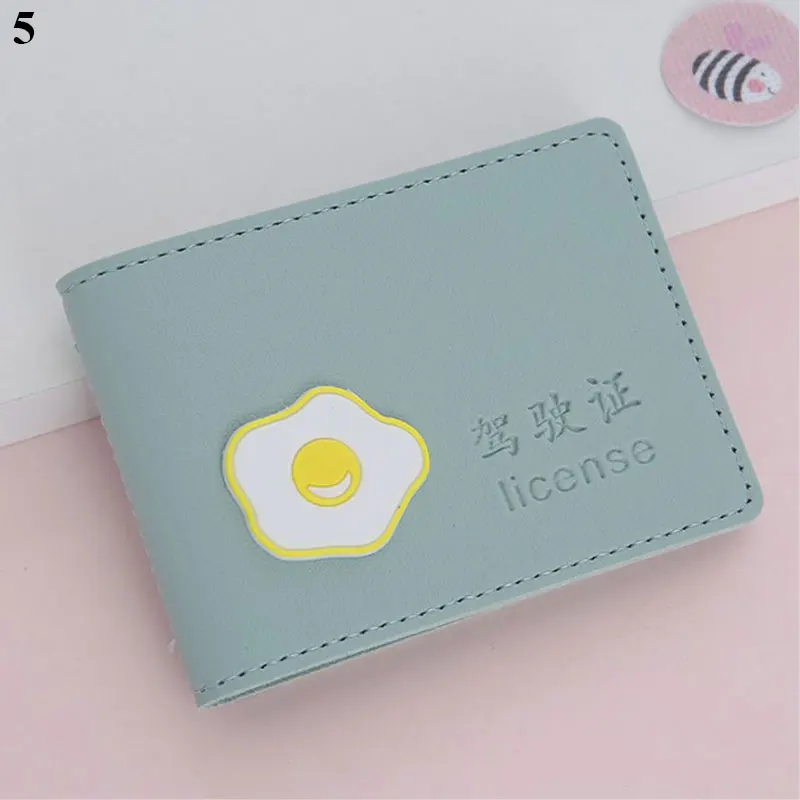 Candy Color Cartoon PU Driver License Holder Leather Cover Car Driving Cover Business ID Pass Wallet Case Men Women Card Holder