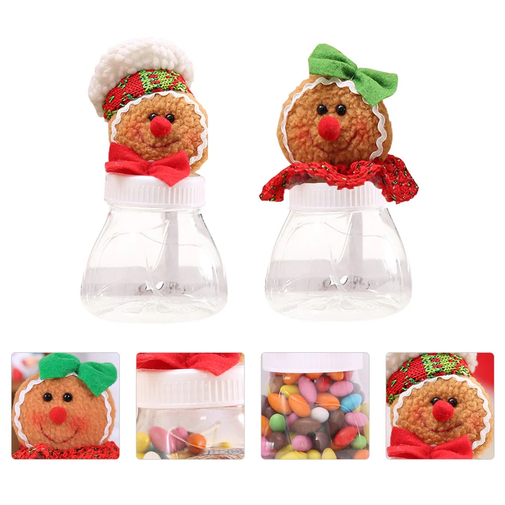 

Candy Christmas Jar Cookie Box Storage Container Jars Gingerbread Gift Man Snowman Holiday Holderclear Party