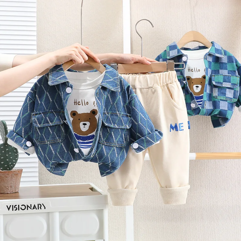 

Корейский костюм для мальчиков, куртка для малышей, весенняя одежда для мальчиков, свитшот, спортивные штаны для младенцев, детский джинсов...