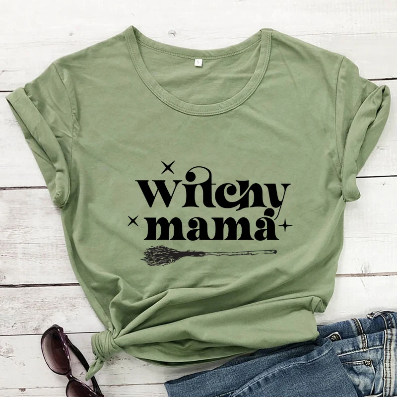 

witchy mama tshirt funny women autumn halloween witch tee shirt top