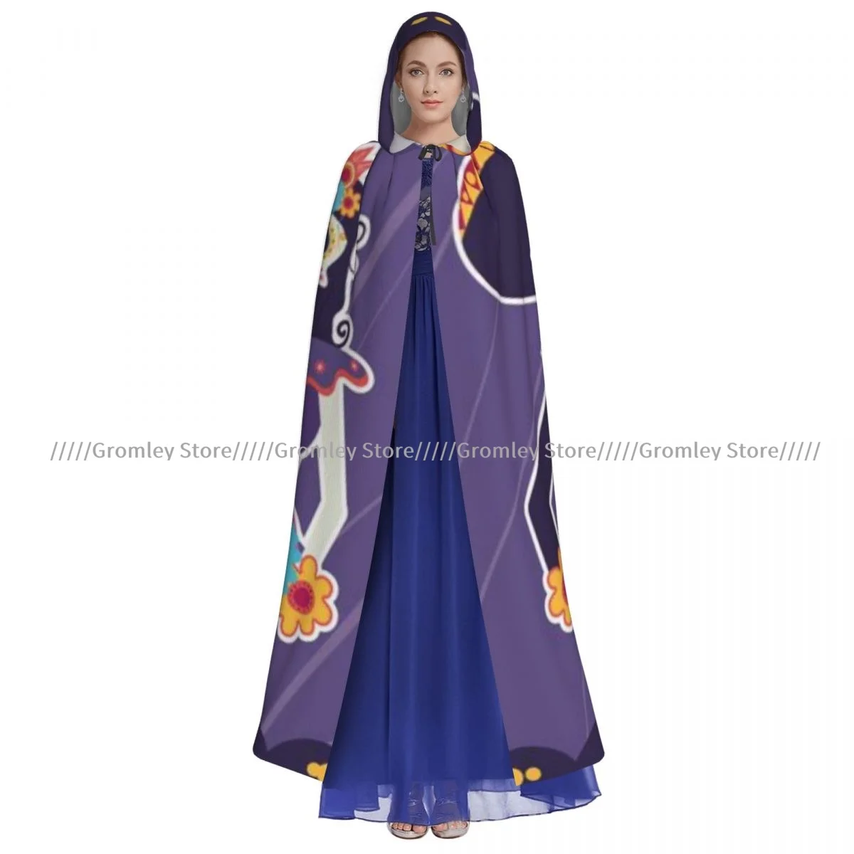 Dia De Los Muertos череп плащ ведьмы с капюшоном косплей костюм Хэллоуин для взрослых