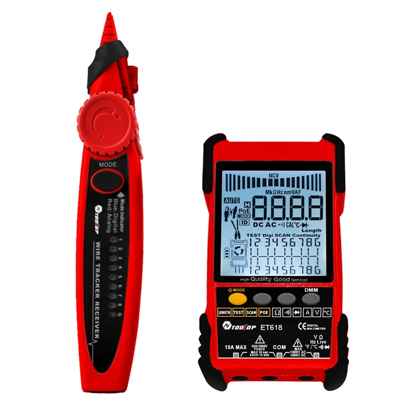 

3in1 Multimeter Network Cable Tester Visual Fault Locator Analogs Digital Search POE Test Cable Pairing Length Wiremap Tester