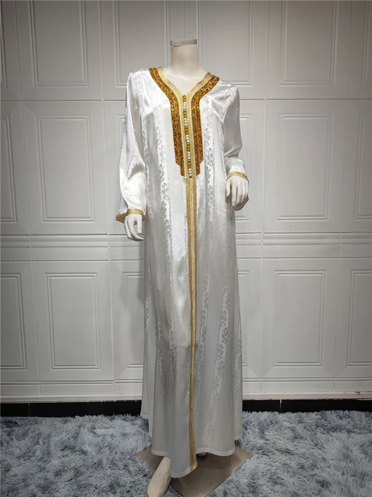 White Abaya Dubai Turkey Islam Arabic Muslim Dress Kaftans Evening Dresses For Women Caftan Robe Longue Femme Musulmane Vestido