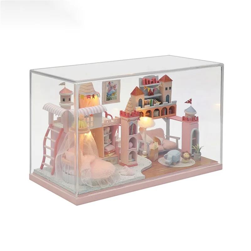

DIY Miniature Items Dollhouse Kits With Furniture LED Lights Miniatures Building Little House Wooden Toys For Children Adult