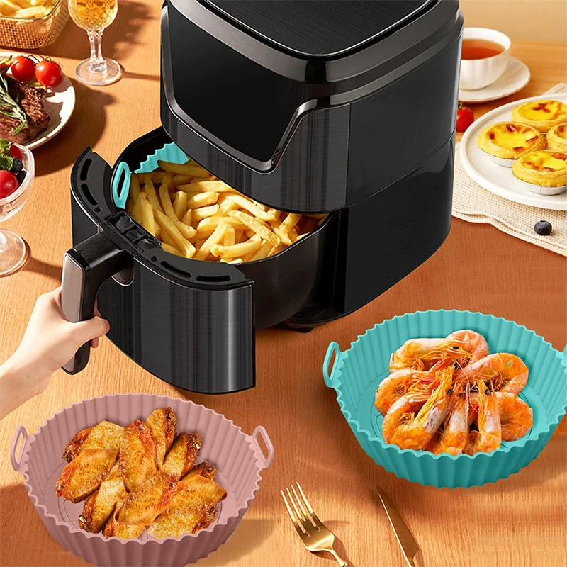 

Air Fryer Silicone Nonstick Pans Airfryer Accessories Reusable Baking Dishes Baking Basket Baking Tool Tray Silicone Pad Pan