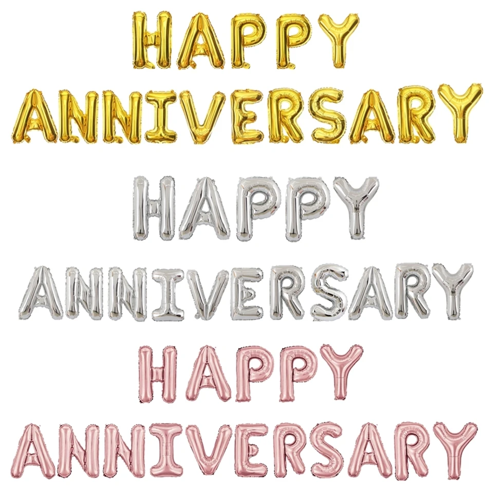 

16-дюймовый шарик с надписью на юбилей, золотого и серебряного цветов, из алюминиевой пленки, украшение для юбилейной вечеринки