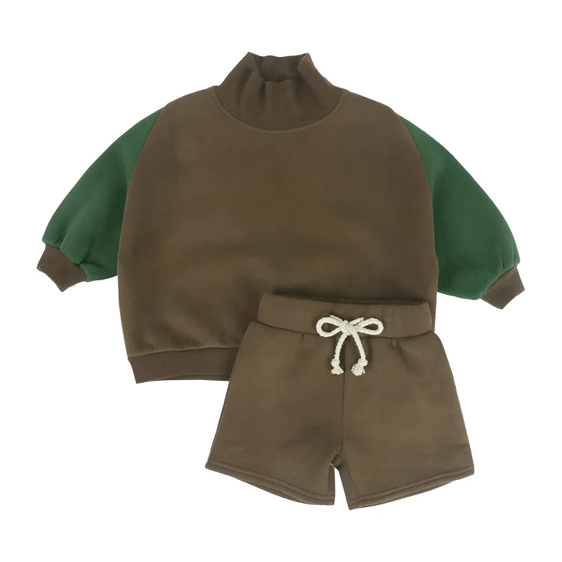 

New baby fleece warm long sleeved set for children aged 0-8, outdoor clothing Korean casual sports edition children's two-piece