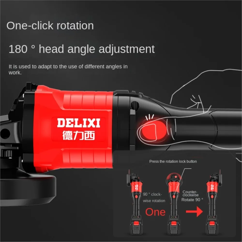 Бесщеточная электрическая угловая шлифовальная машина DELIXI 100 мм аккумуляторная