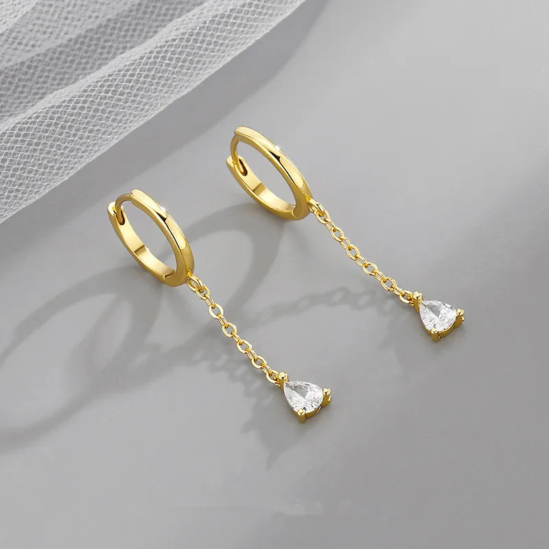 Позолоченные серьги-кольца с кристаллами и каплями воды для женщин девочек