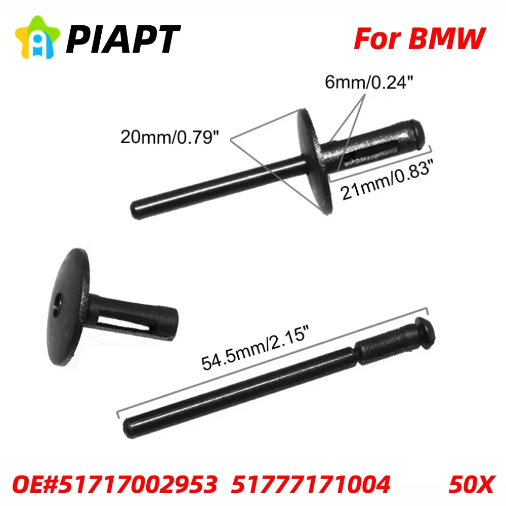 

50 шт., крышка бампера, накладка на колесную арку, нейлоновые расширяющиеся заклепки для BMW 51777171004 X1 X3 X4 X5 X6 Series