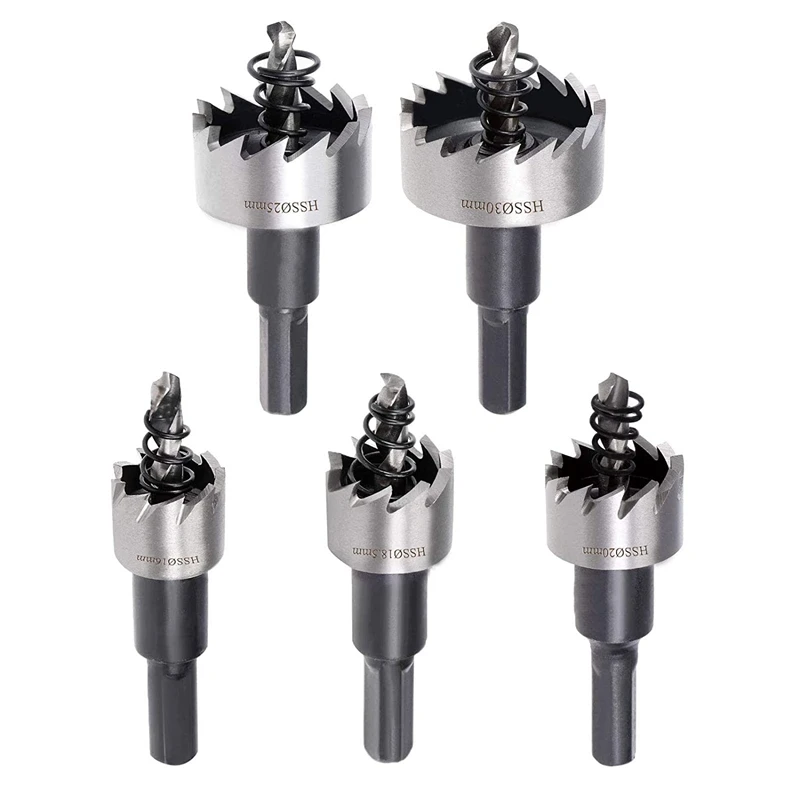 

HSS Hole Saw Kit For Metal High Speed Steel Drill Bit Set 5 Pcs For Stainless Steel Thin Iron 16/18.5/20/25/30Mm