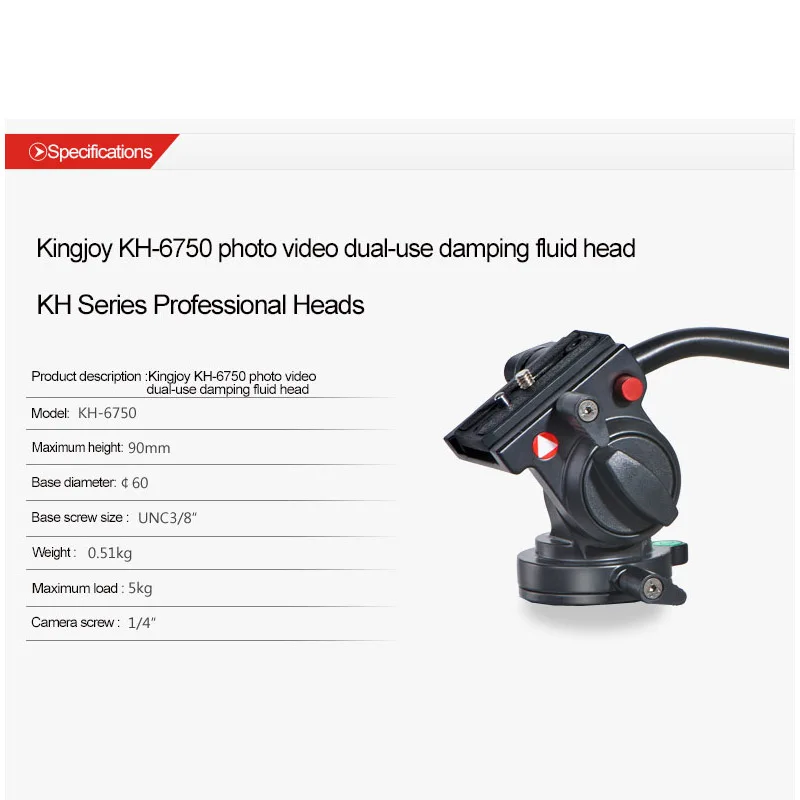 Панорамная головка штатива KINGJOY гидравлическая жидкая для видеокамеры Canon Nikon DSLR |