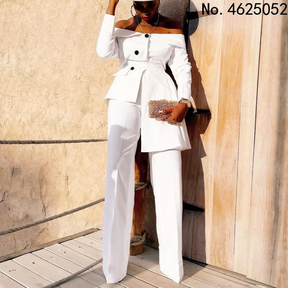 

Женские комплекты из 2 предметов, Новое поступление, Длинный топ с открытыми плечами и брюки, модные женские элегантные повседневные подход...