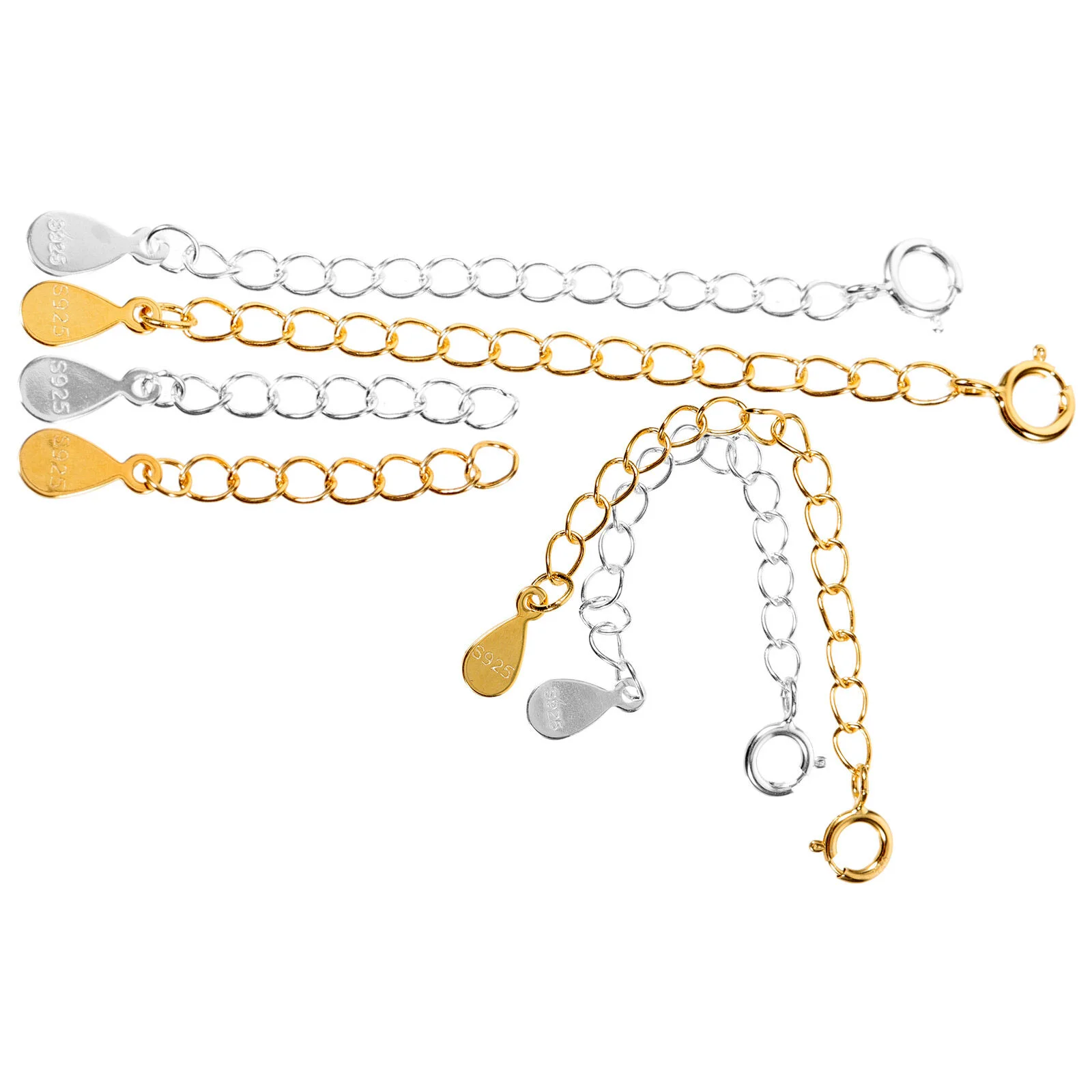 6 Pcs Chain Extensions Necklaces Sterling Silver Bracelet Supplies Extenders Portable Chains
