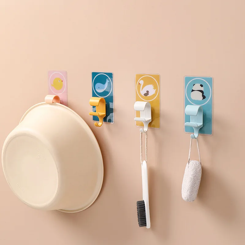

Adhesive hook 4PCS plastic hanging wall hooks utility hanging pothook bathroom washstand