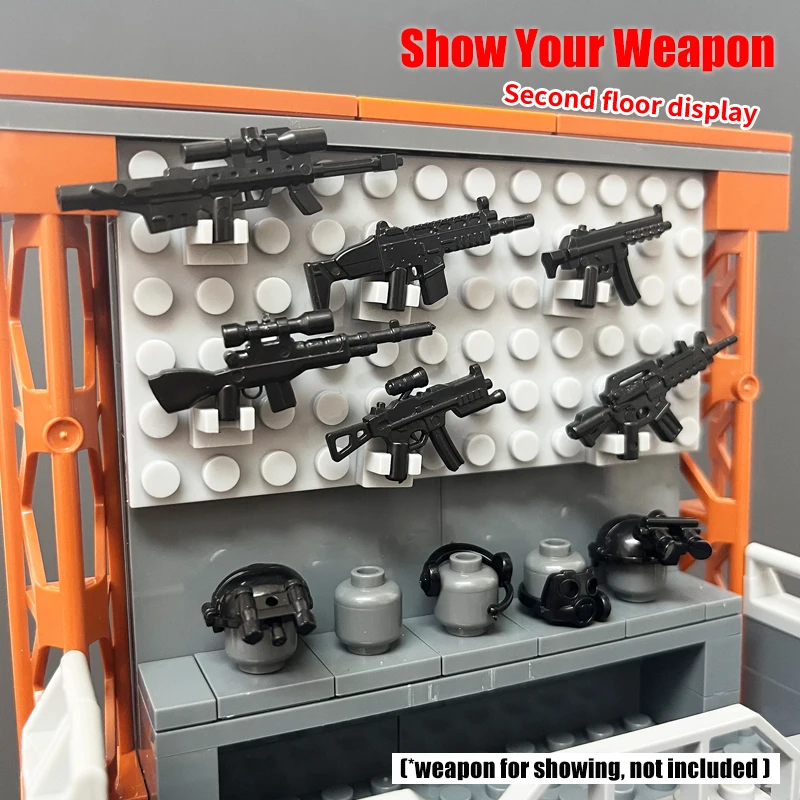 WW2 Военный Арсенал Оружие Дисплей MOC Кирпичная модель DIY Коллекция сцен Детский
