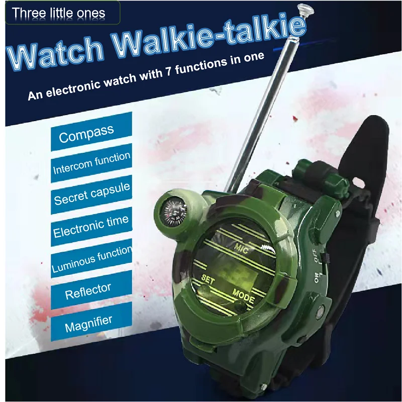 Seven-in-one Simulation Military Parent-child Game Mini Toy Boy Girl Birthday Gift Children's Phone a Pair Watch Walkie-talkie