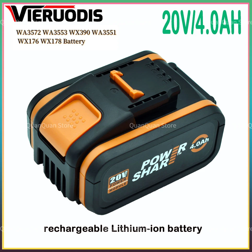 Для батареи 20V 4000mah Li-Ion для Worx WX390/WX176/WX166.4/WX372.1 WX800/WX678/WX550/WX532/WG894E WG629E/WG329E/WG2