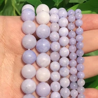 natural stone light blue angelite charms round loose beads for jewelry making needlework bracelet diy strand 4 12mm
