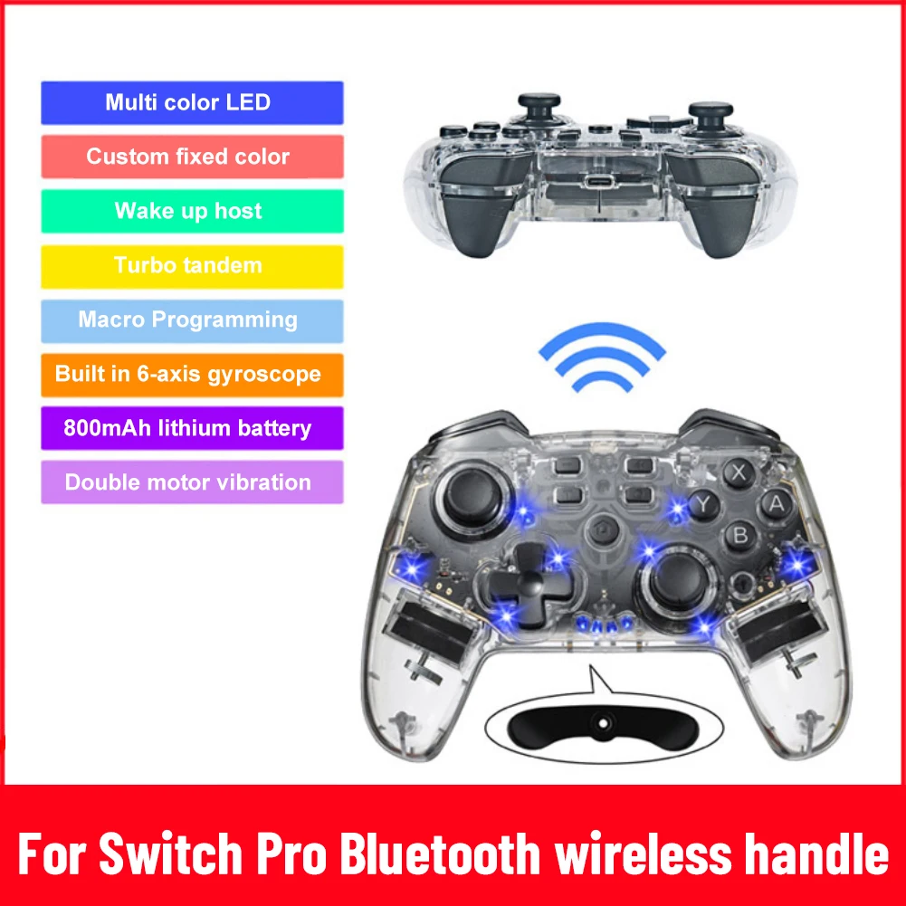 

Wireless Game Controller Transparent Wireless Joystick For Nintendo Switch Six Axis Gyroscope Gamepad For Switch/switch Oled Rgb