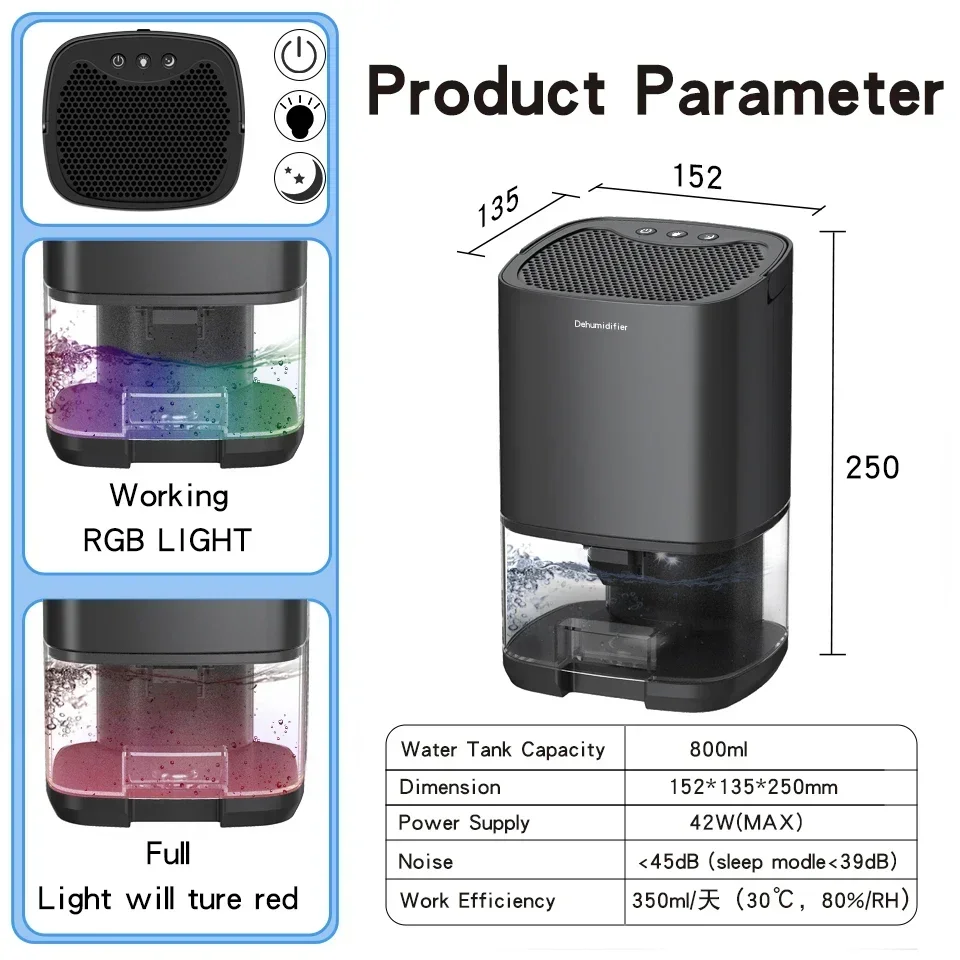 Портативный премиум-осушитель воздуха 2 в 1 1000 мл очиститель для комнаты кухни