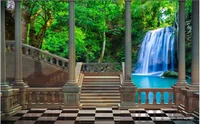 custom mural 3d photo wallpapers for living room palace roman column waterfall scenery decor panoramic wallpapers for walls 3d