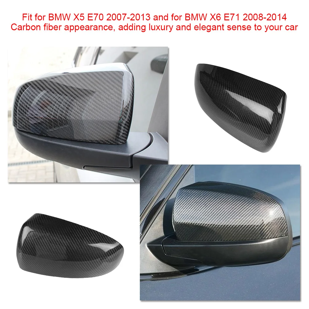 

1 Pair Carbon Fiber Side Rear View Mirror Cover Trim for BMW X5 E70 2007-2013 for BMW X6 E71 2008-2014 Rearview Mirror Housing