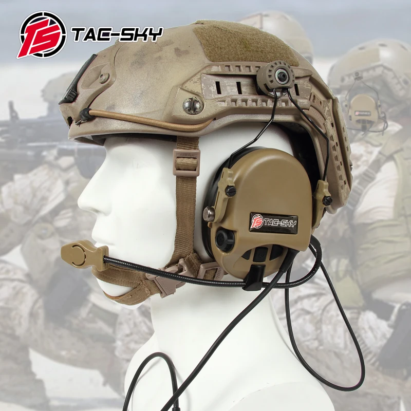 

TS TAC-SKY TEA Hi-Threat Tier 1 Noise Cancelling Pickup Shooting Headphones-DE Silicone Earmuffs