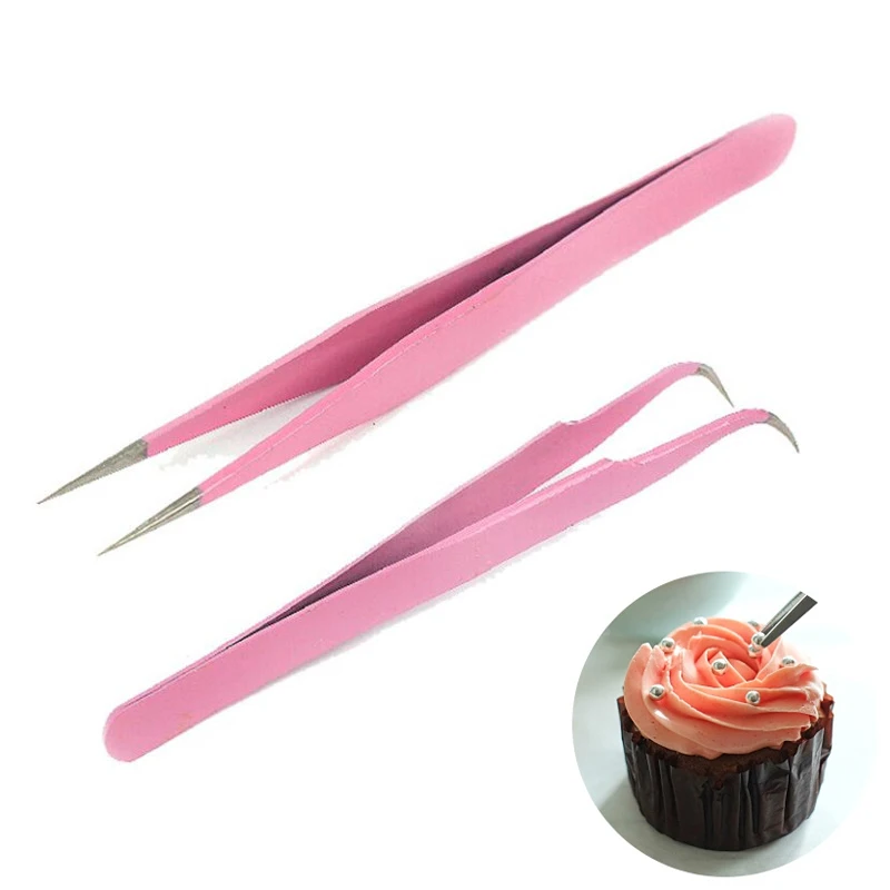 

Elbow and Straight Stainless Steel Tweezers Candy Sugar Crumbs Fondant Flower Cake Decoration Tools Kitchen Baking Special Clips