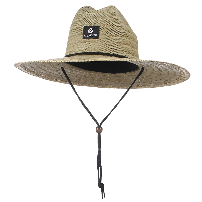 Шляпа женская Соломенная с широкими полями и принтом