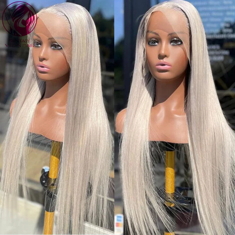 

Ash Blonde Lace Frontal Wigs Bone Straight Human Hair Wig for Women 613 Colored Brazilian Front Wig HD Transparent 10A Cheap
