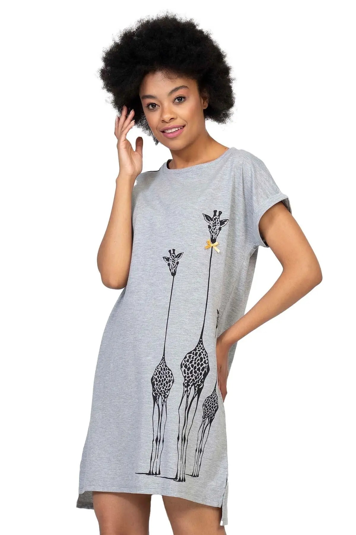 

Женская ночная рубашка с открытыми плечами, двойным коротким рукавом и разрезом, новая ночная рубашка, женская одежда для сна, ночная рубашк...