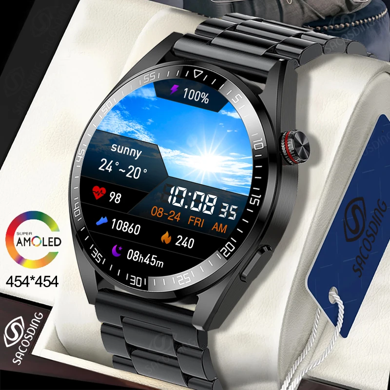 

Новинка мужские умные часы 454*454 HD AMOLED экран Bluetooth Вызов 8 ГБ ОЗУ часы с местной музыкой Модные мужские умные часы для Huawei Xiaomi