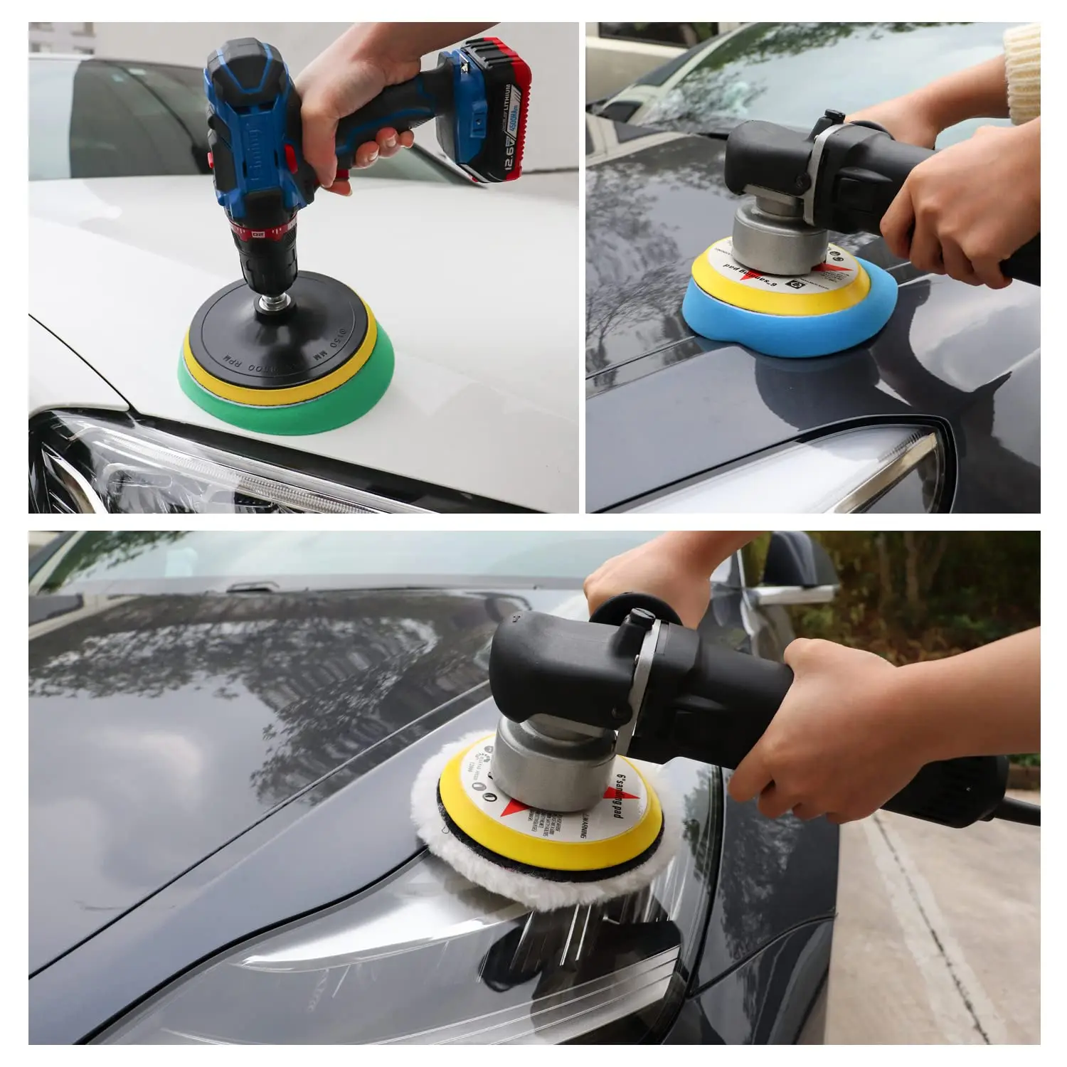 Набор насадок для полировки и набор из 6 полировальных орбитальных буферов 5/8-11