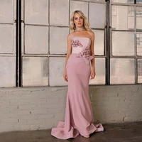 latest illusion one shoulder pink evening party dress long jersey draped prom dress floor lengthsleeveless flower maxi gown