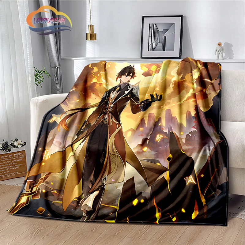 

Genshin Impact Series Character Flannel blanket 원신 pattern Fashion sofa bed Soft warm blanket Children's blanket gamer blanket