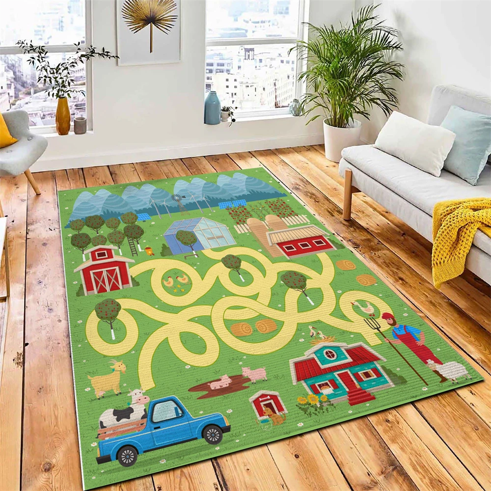 

CLOOCL Flannel Rug Urban Road Track Child Throw Rugs Non-Slip Floor Mat Soft Doormats Carpetfor Living Room Bedroom Dropshipping