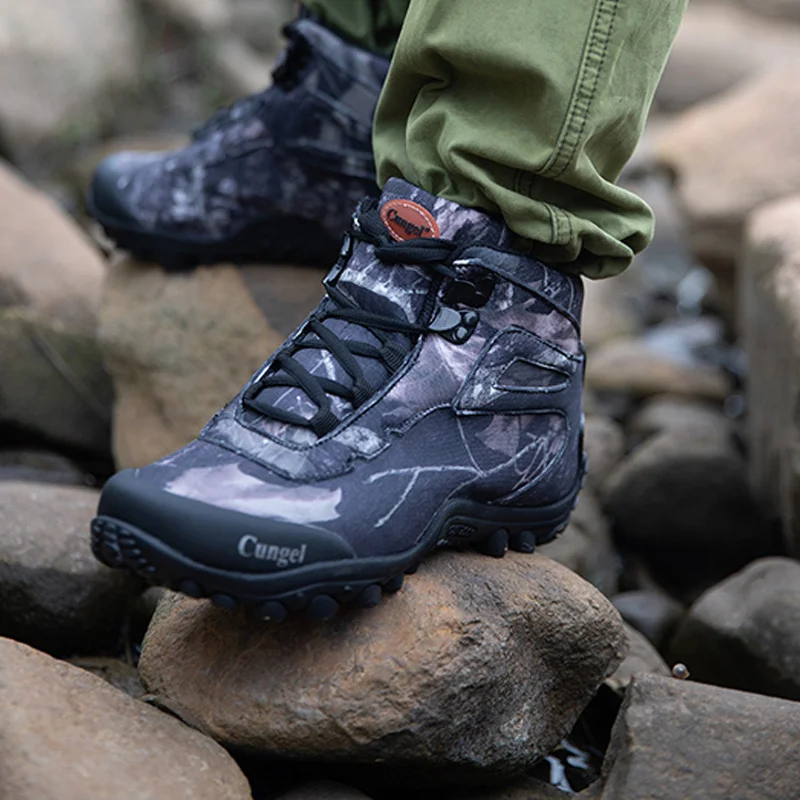 Outdoor Mens Hiking Boots Durable Waterproof Anti-Slip Mountain Climbing Trekking Boots Military Tactical Boots Top Quality