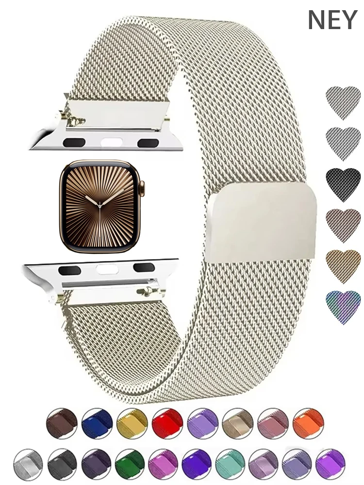 Strap For Apple Watch Ultra 2 49 46mm 42mm 40mm 45mm 41mm 38mm 44mm Milanese Metal Bracelet iWatch Series 10 9 6 5 SE 7 8