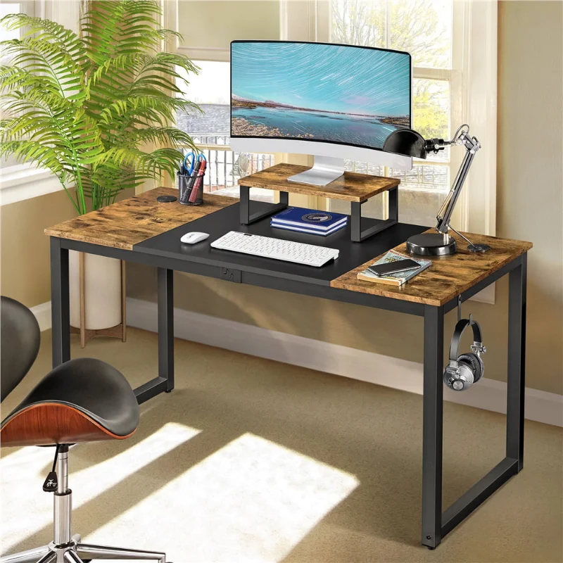 

Industrial Computer Desk with Monitor Stand, Rustic Brown/Black