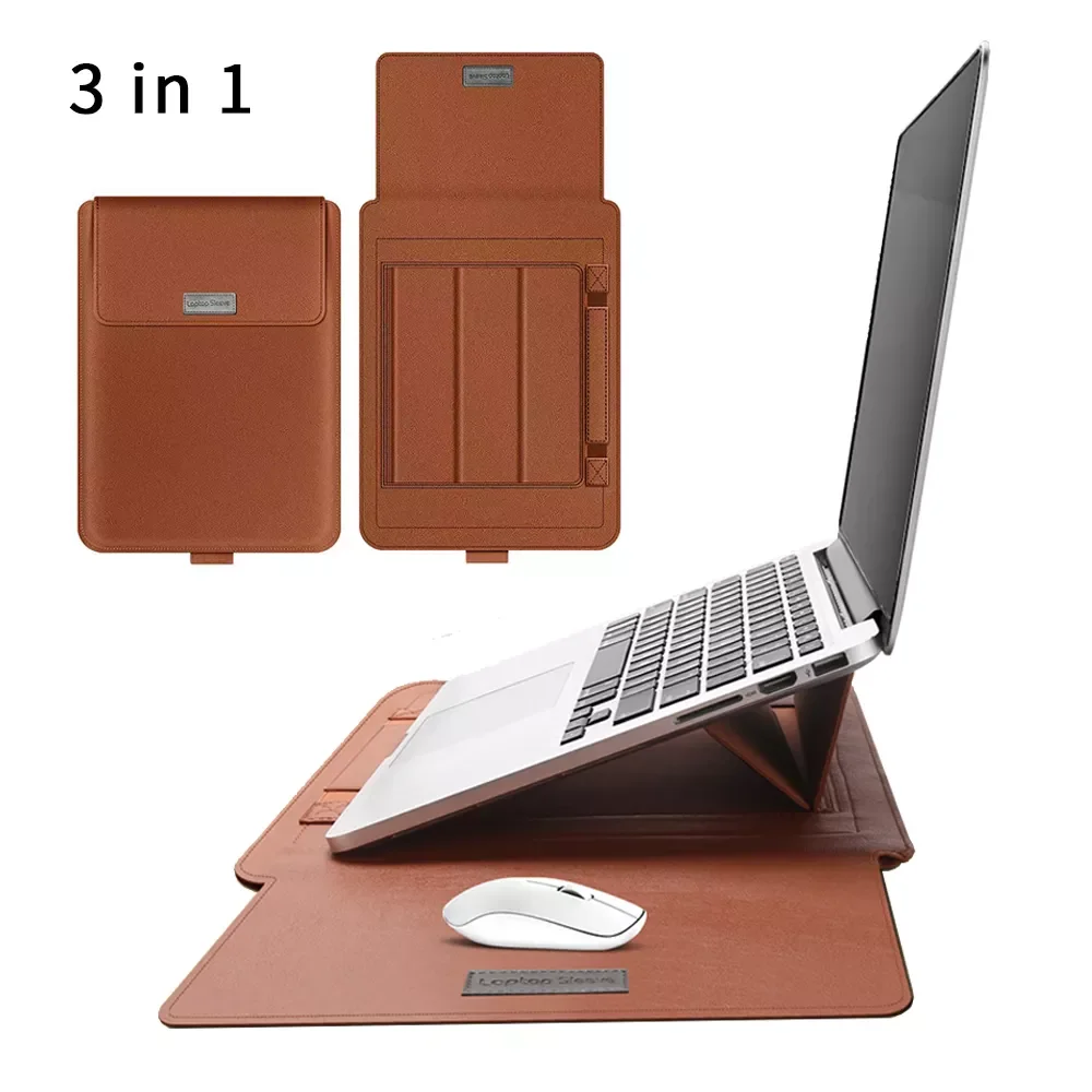 

in1 Laptop Bag Case for Macbook Air Pro PU Leather 13/14/15/15.6 inch Notebook Cover Laptop Sleeve Bag with Stand Mouse Pad