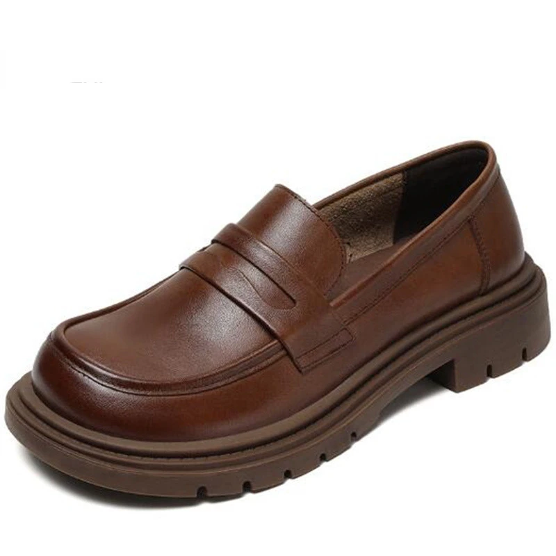 

Женские туфли из натуральной кожи, на толстом каблуке, с мягкой нескользящей подошвой