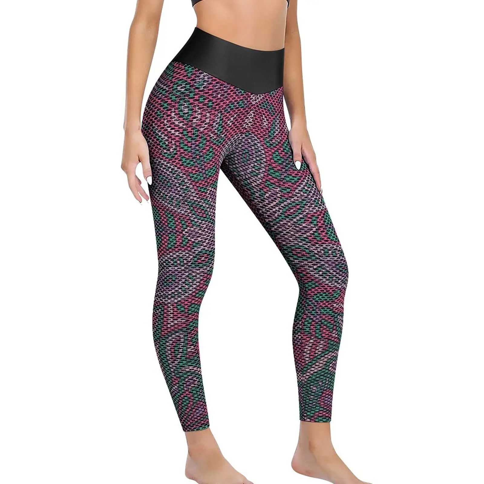 Retro Bohemia Print Yoga Pants Lady Pink Mandala Leggings High Waist Funny Yoga Sports Tights Graphic Fitness Running Leggins