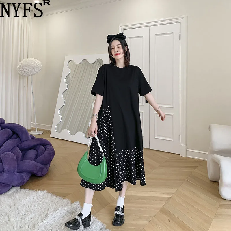 

Женское платье в горошек NYFS, свободное Хлопковое платье в Корейском стиле, модель 2022 на лето