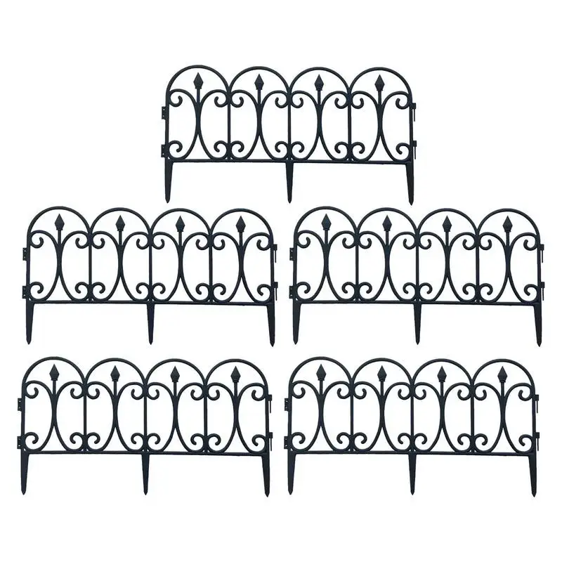 5pcs Decorative Garden Fence Bendable Outdoor Rustproof Landscape Folding Patio Fences Flower Bed Fencing Barrier for Yard Lawn