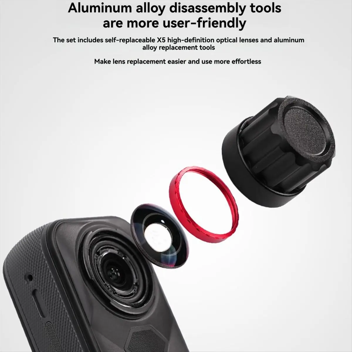 Фото (A03R) Сменный объектив для экшн-камеры Insta360 X5, комплект для самостоятельного ремонта, красный объектив, аксессуары для камеры для улучшенной фотографии №1
