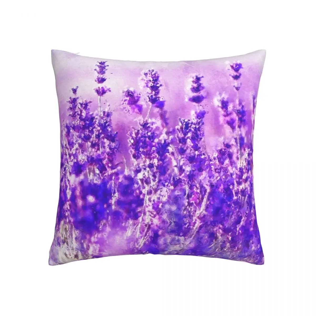 

Lavender Fields Pillow Case Beautiful Purple Flowers Soft Polyester Pillowcase Travel Zipper Summer Cover