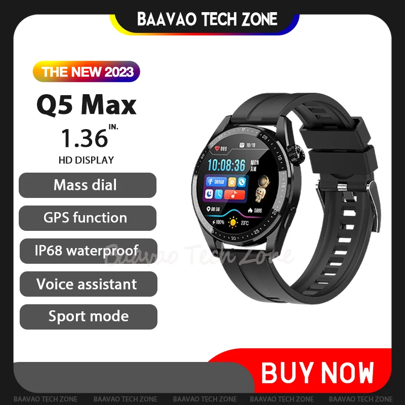 

Смарт-часы Q5 Max мужские/женские с поддержкой Bluetooth, голосовым помощником и шагомером