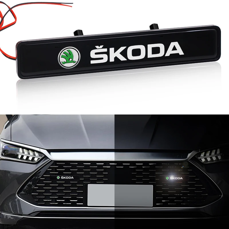 

Car LED Front Hood Grille Emblem Badge Decorative Light Car Goods For Skoda Octavia Fabia Kamiq Kapoq Kodiaq Rapid SCALA Superb