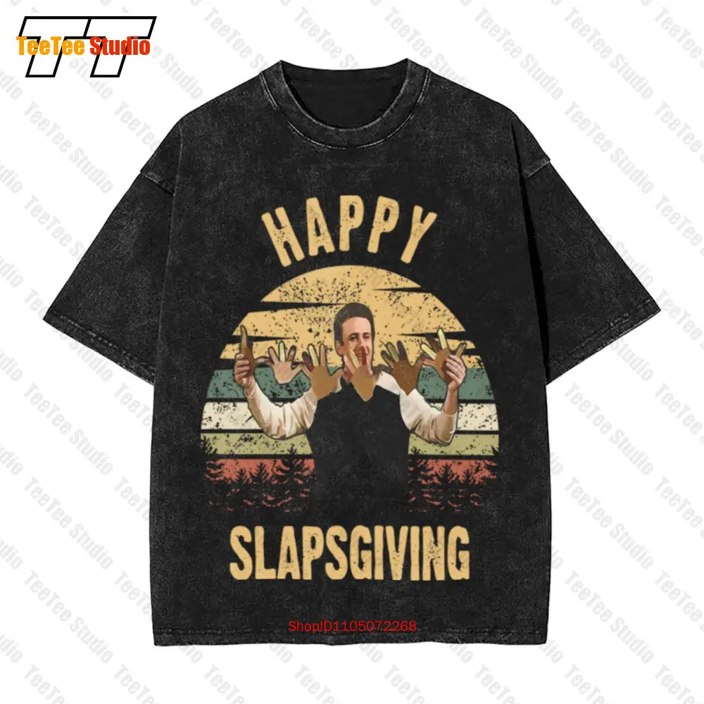 Фото Винтажная футболка большого размера из фильма Барни Стэнсона Happy Slapsgiving «Как я встретил вашу маму» Vs205086 V51 I7C2 №1